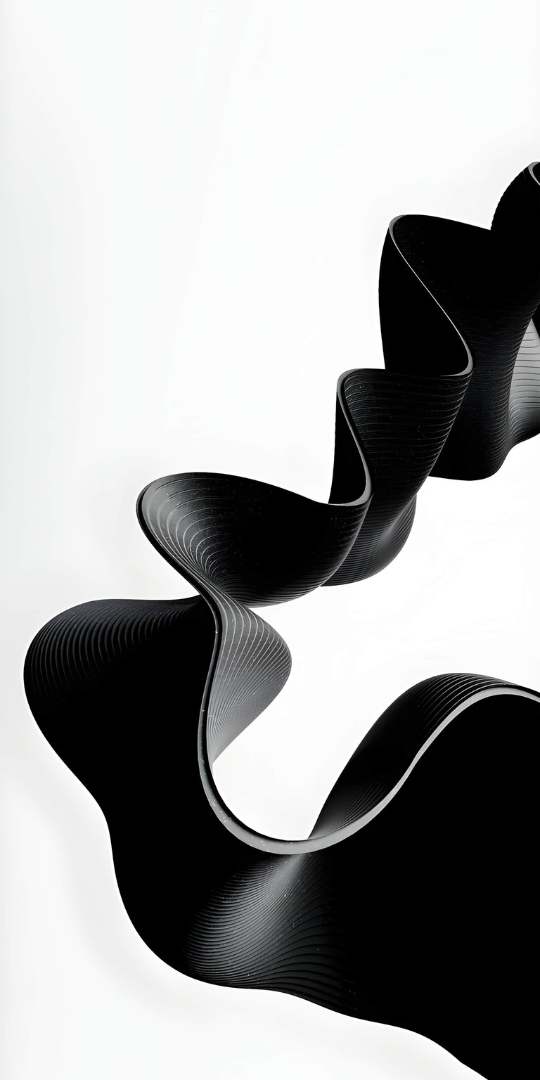 This high-contrast 3D ribbed black spiral wallpaper is optimized for OLED / AMOLED displays to save battery on your iPhone. The minimalist design features deep shadows and sharp white highlights, creating a sophisticated sense of depth and motion on your background.