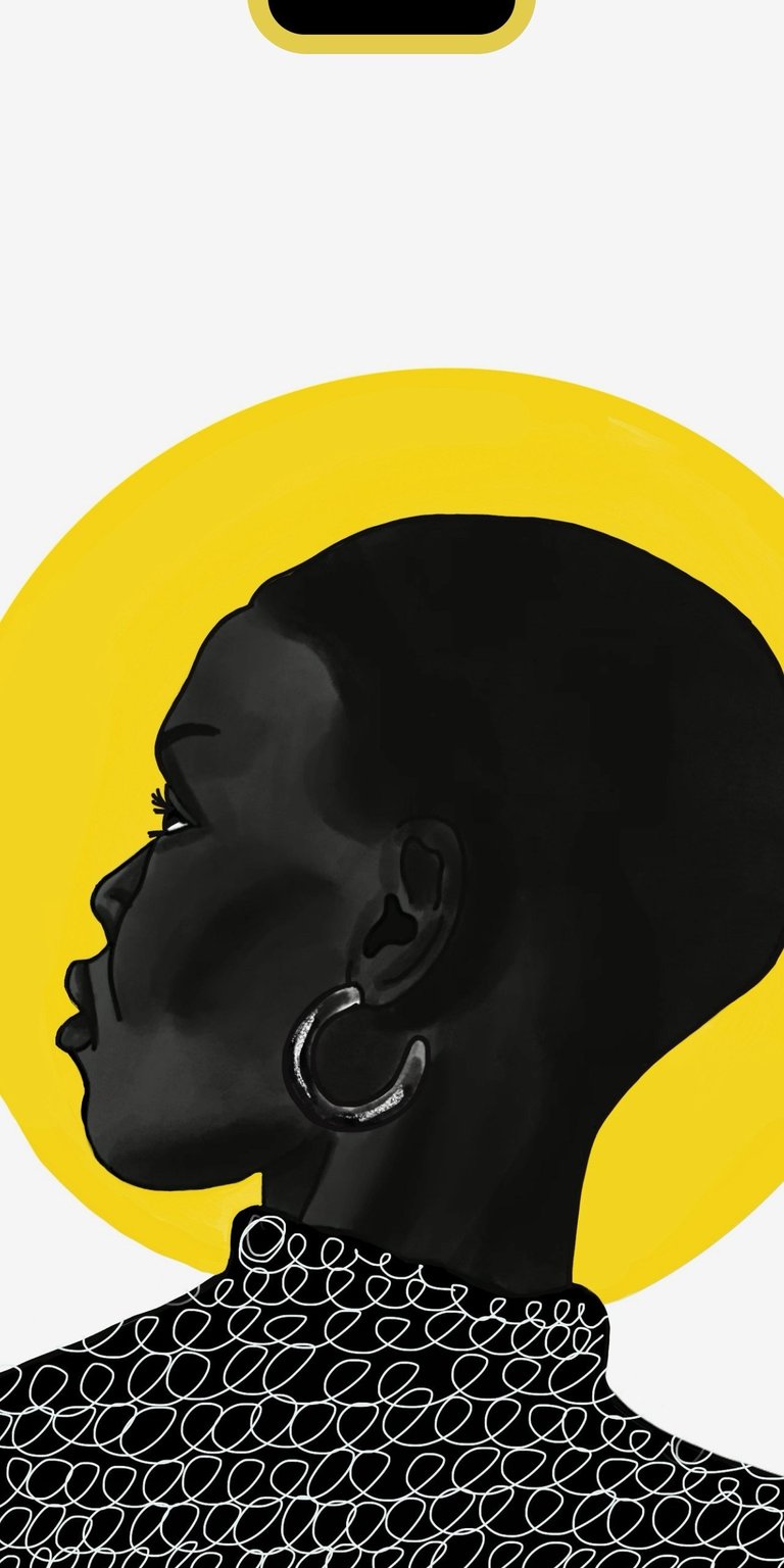 Black woman wearing big earrings and shiny dress wallpaper