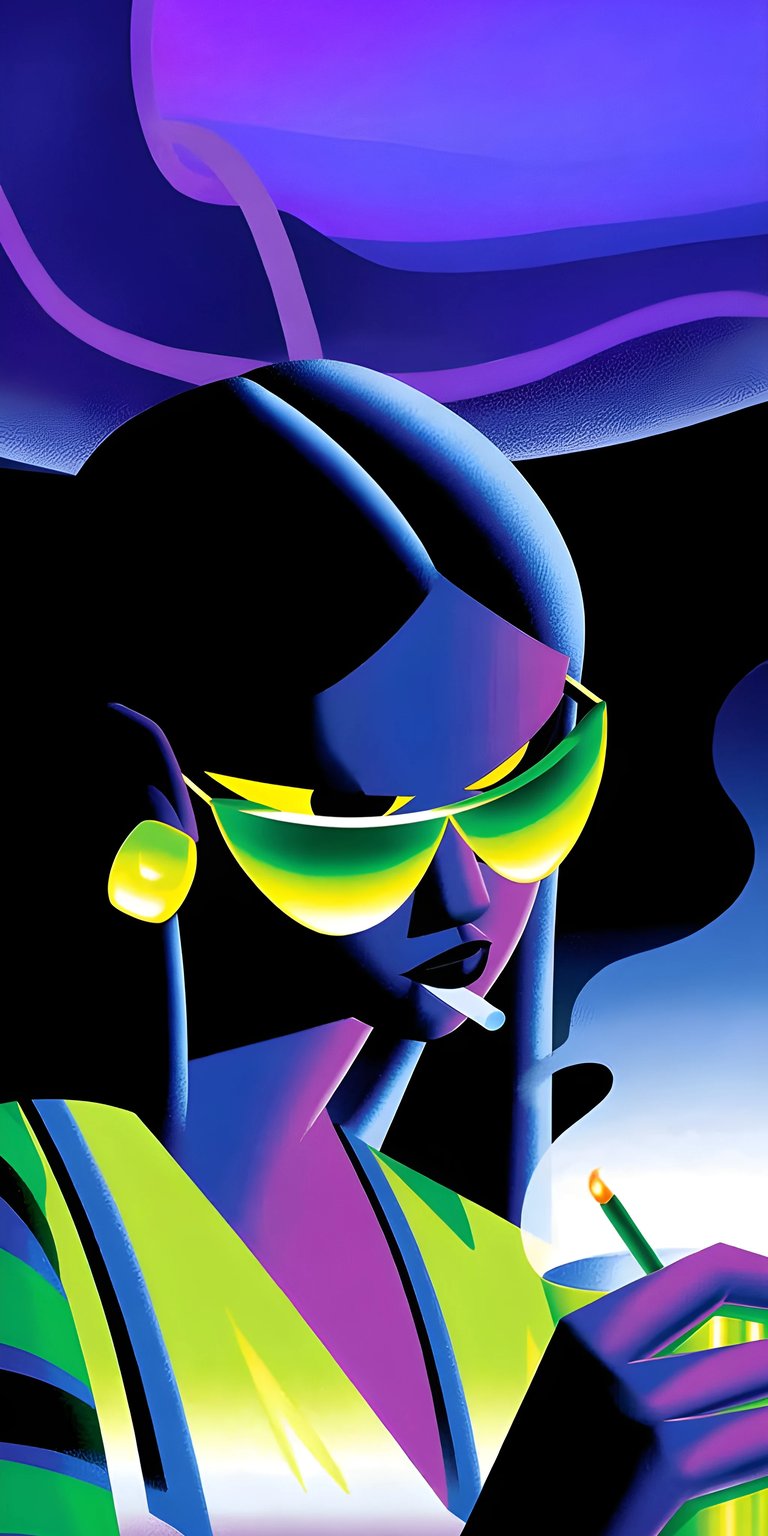 Download this stylish Woman with Sunglasses 4K wallpaper for your iPhone! This vibrant wallpaper features a retro-inspired character with sunglasses, a neon-lit drink, and a unique, blocky illustration style.