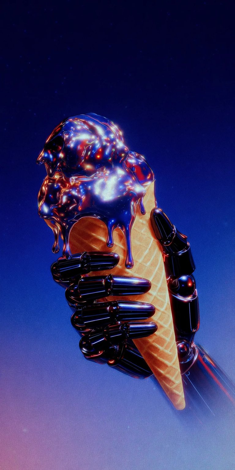 Dark chrome ice cream art iOS wallpaper HD