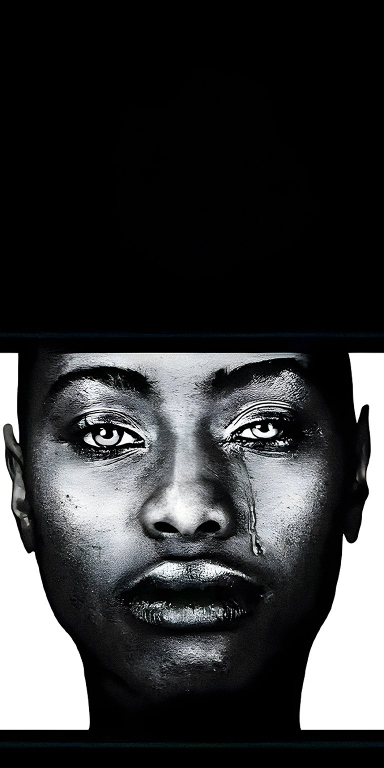 Woman crying portrait black and white wallpaper