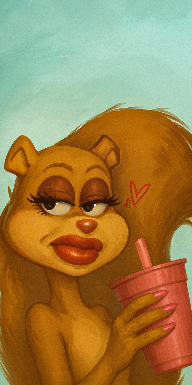 Sassy Sandy cheeks with nails and lashes wallpaper iPhone 4K