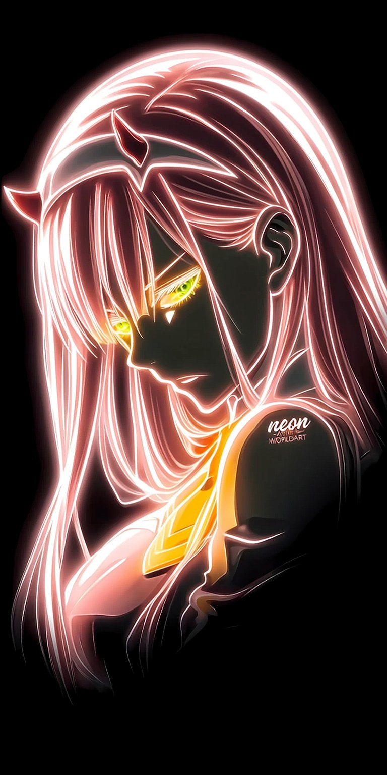 Neon Zero Two iOS wallpaper 4K