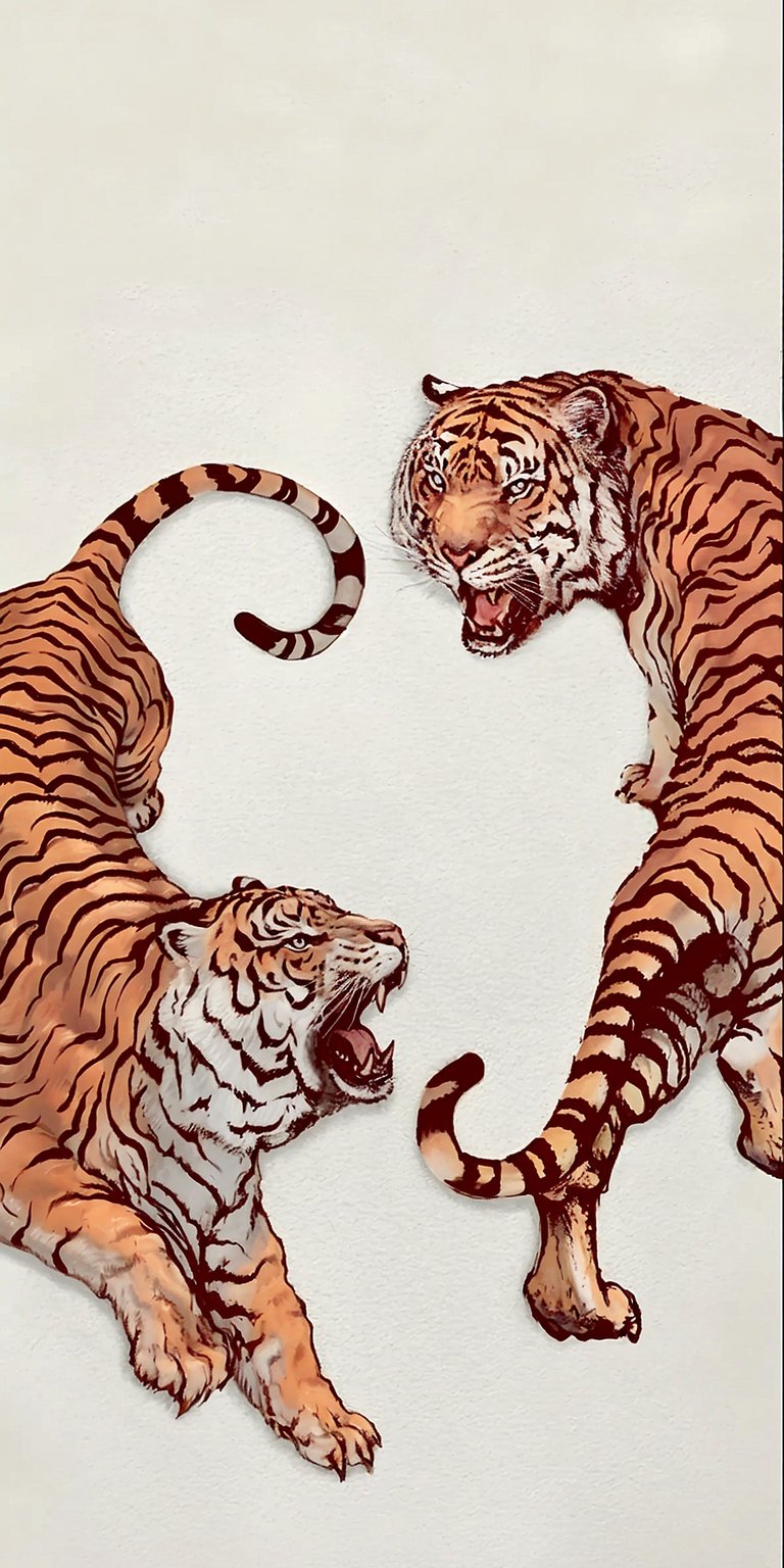 Tigers painting iPhone wallpaper 4K