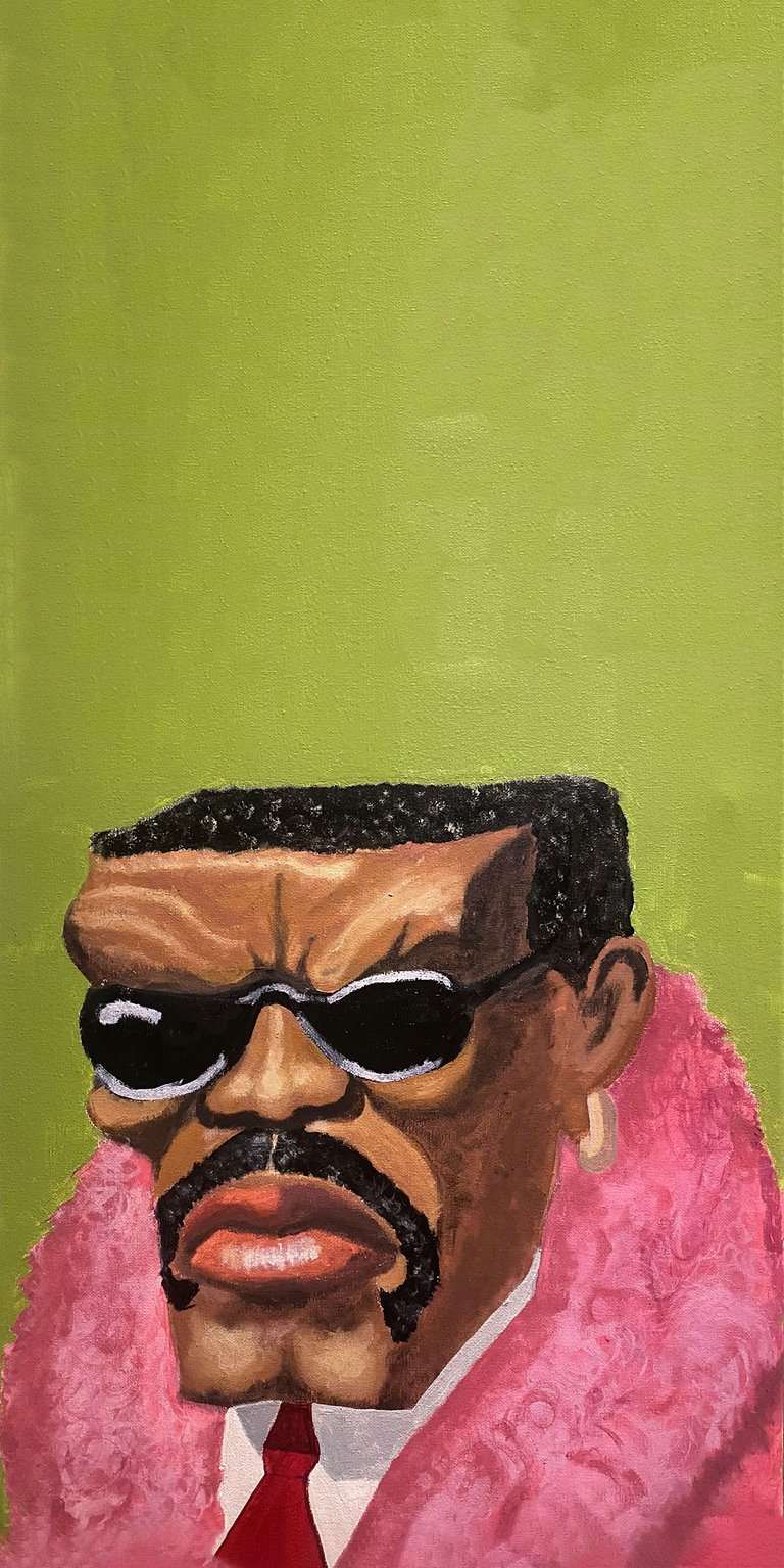 A vibrant 4K wallpaper featuring a stylized, artistic illustration of Samuel L. Jackson in a pink coat. This Aesthetic wallpaper brings a bold, pop-art flair to your iPhone.