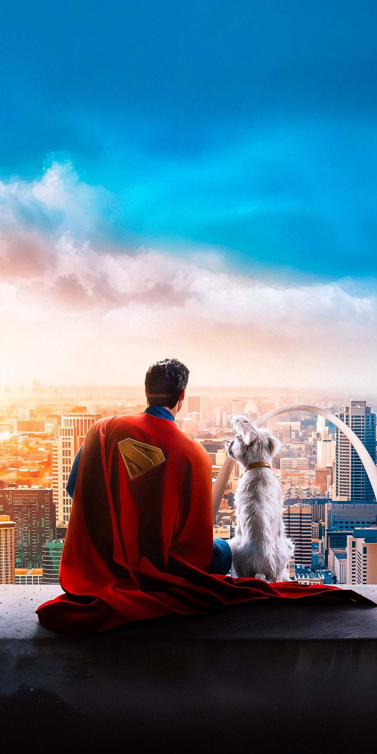 Superman with dog wallpaper for iPhone