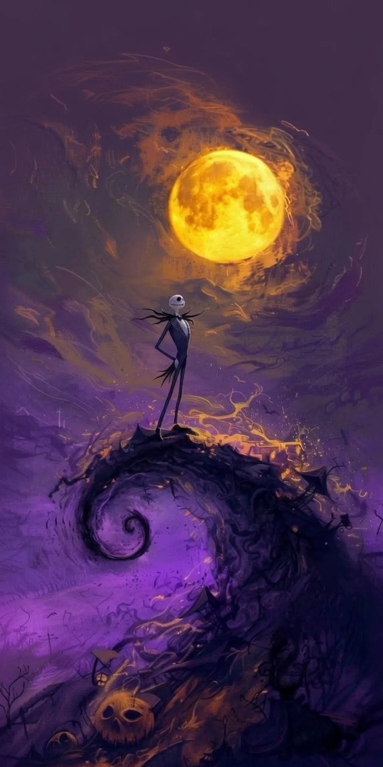 Jack Skellington over the moon iPhone wallpaper 4K