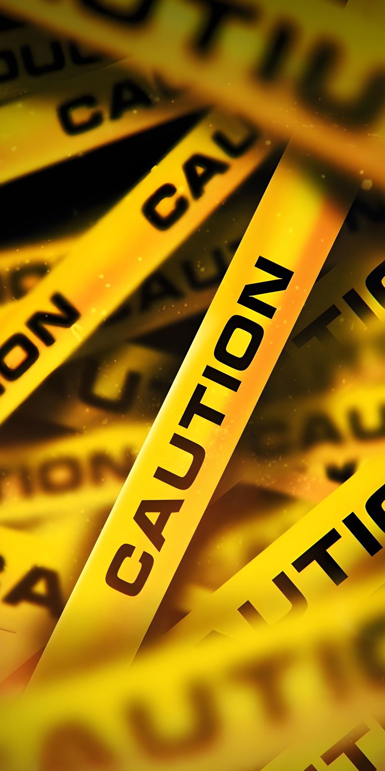 This 4K wallpaper features layers of yellow caution tape with a cinematic shallow depth of field. Designed as an aesthetic wallpaper for iPhone, it uses warm glowing light and sharp black typography to create a high-contrast urban look.