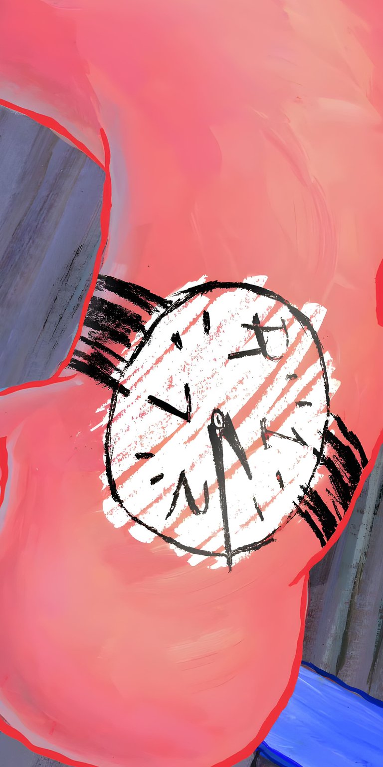 A creative Patrick Star watch wallpaper featuring a hand-drawn artistic style. This unique cartoon wallpaper adds a playful and vibrant look to any iPhone.