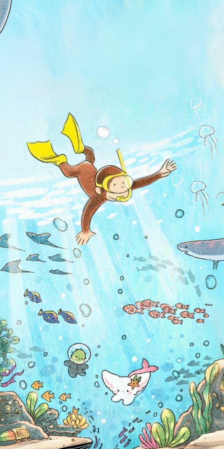 Curious George monkey diving wallpaper iPhone 4K