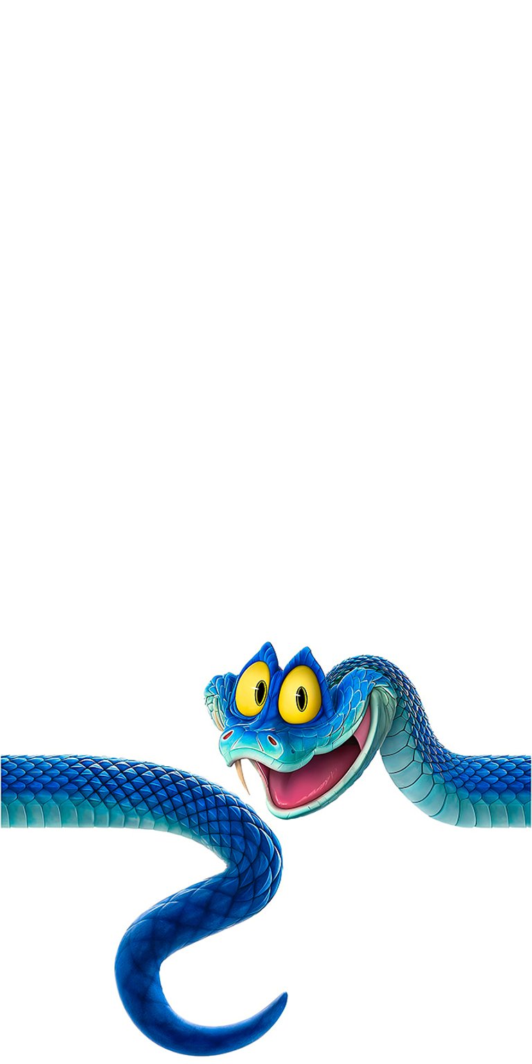A vibrant character portrait of Gary De'Snake, the new mysterious and lovable blue pit viper from Zootopia 2. This image captures the character's expressive face and unique design, central to the film's plot. Perfect for fans of the movie, character designs, and those seeking a bold, high-contrast home screen. Works beautifully on iPhone, Android, and AMOLED displays.