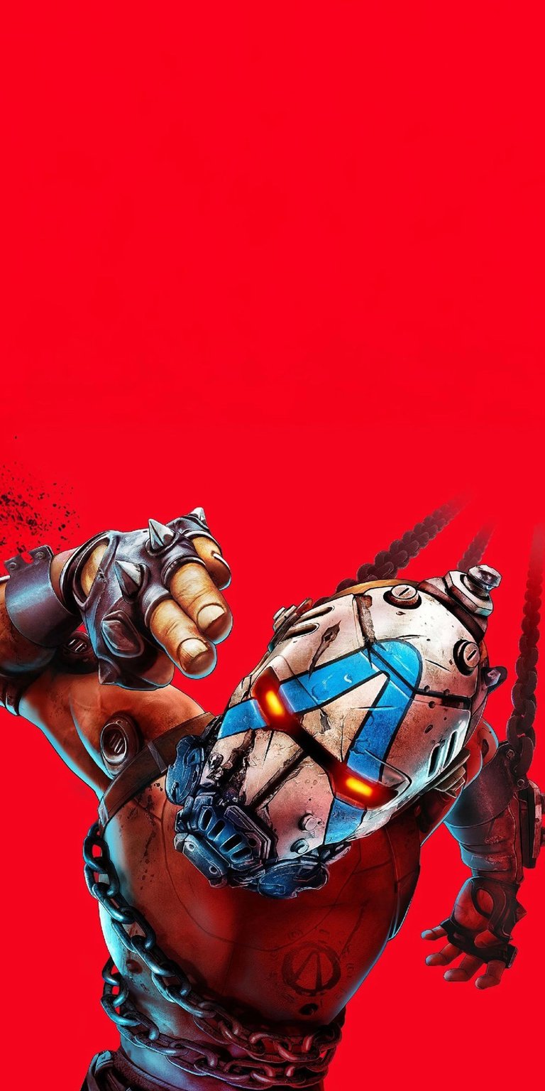 Download this incredible Psycho Bandit 4K wallpaper for your iPhone. The wallpaper highlights the Psycho Bandit's unique mask with glowing red eyes, heavy chains, and spiked gauntlets.