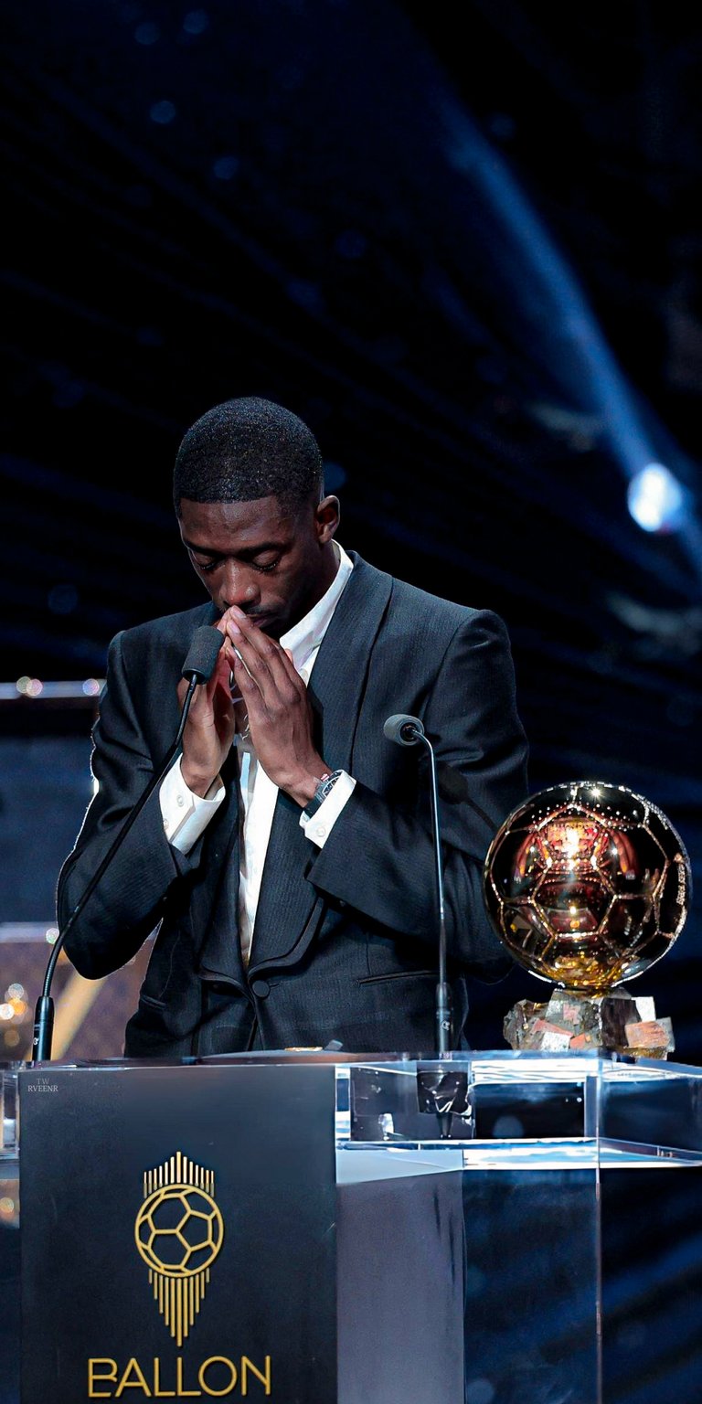 Ousmane Dembele winning wallpaper for iPhone 4K