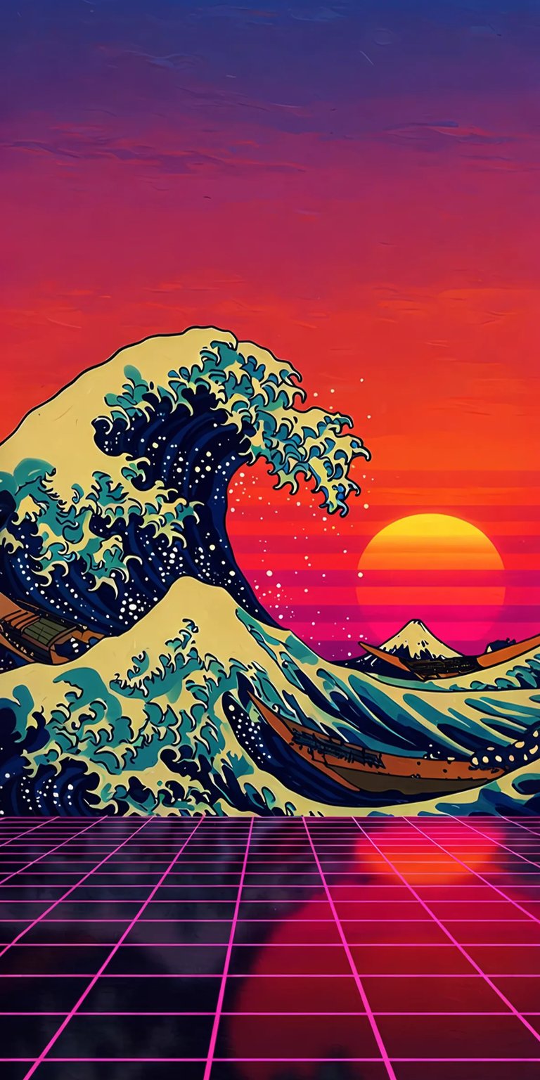 The Great Wave off Kanagawa art iPhone wallpaper 4K