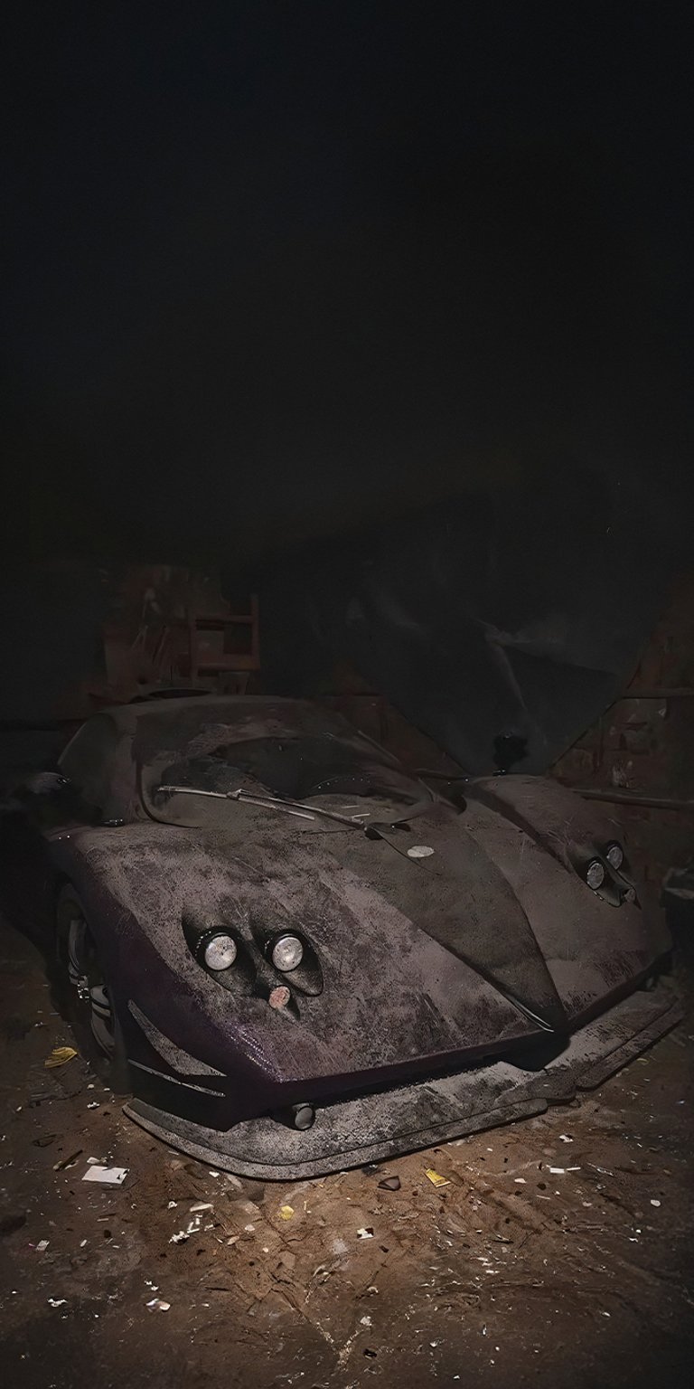 Abandoned Pagani Huayra LH44 wallpaper iPhone 4K