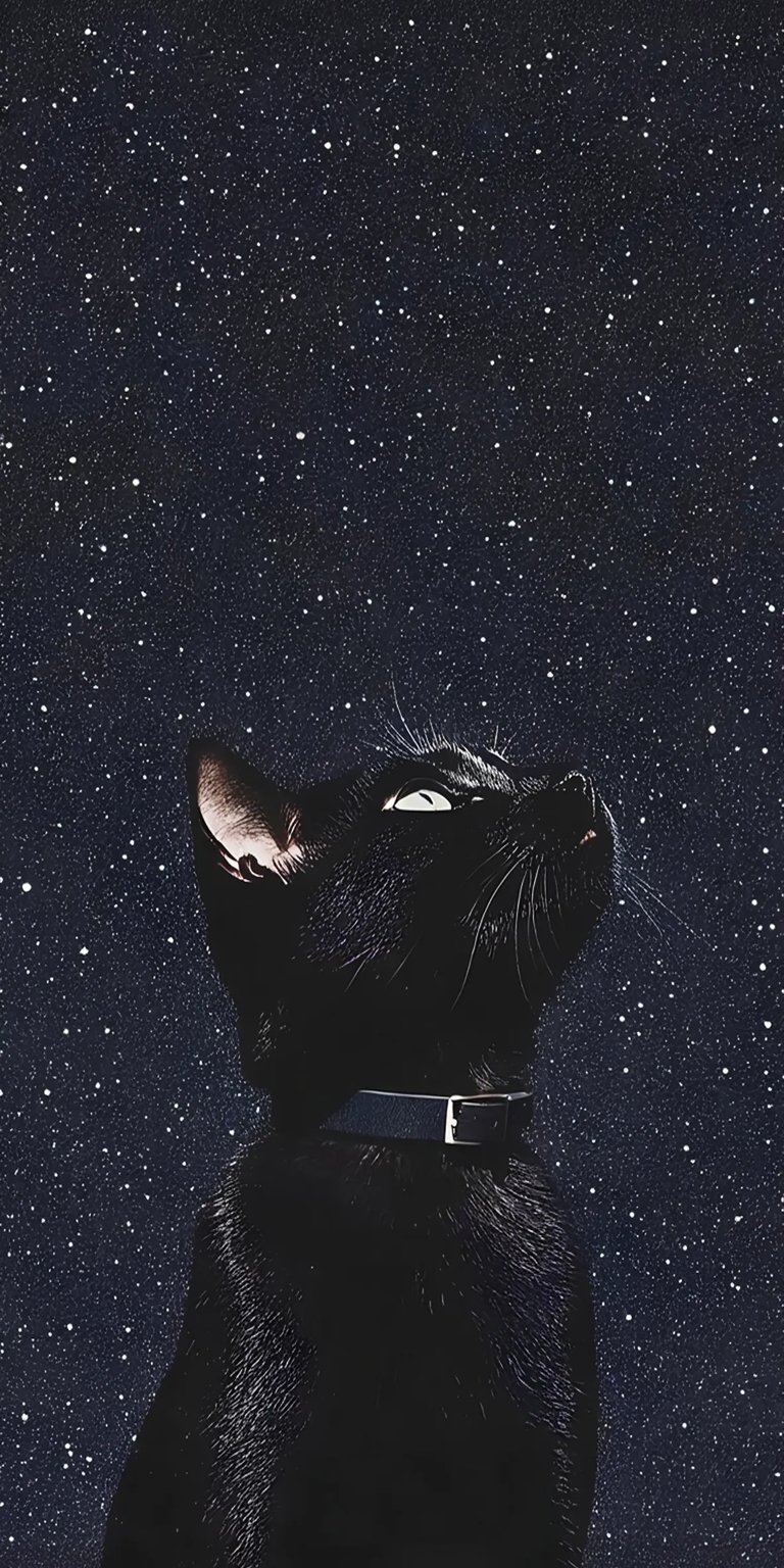 Dark black cat starry night sky wallpaper iPhone HD