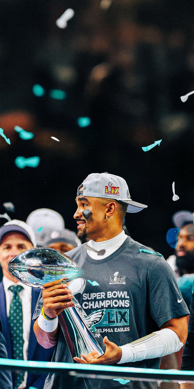 Jalen Hurts with Superbowl Trophy Wallpaper
