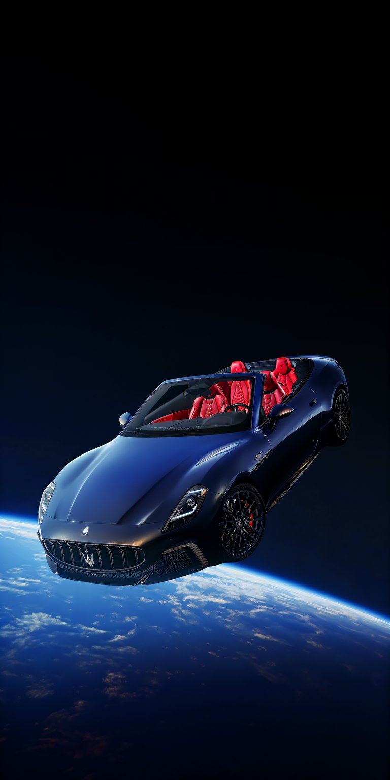 Car in space 3D wallpaper for iPhone
