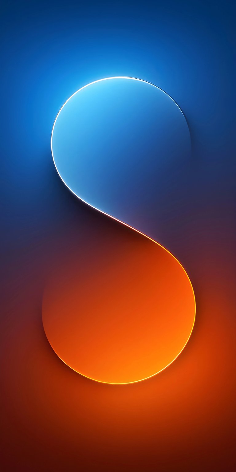 This striking 4K wallpaper features a dynamic blend of colors, smoothly transitioning from vibrant orange to cool blue. Download this stunning wallpaper for your iPhone, showcasing a seamless, glowing curve with captivating gradients.