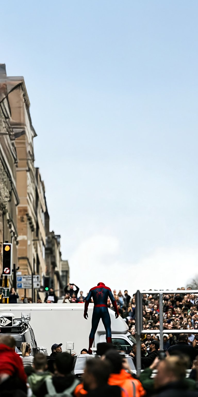 Spider-Man Brand New Day with a lot of people around wallpaper iPhone 4K