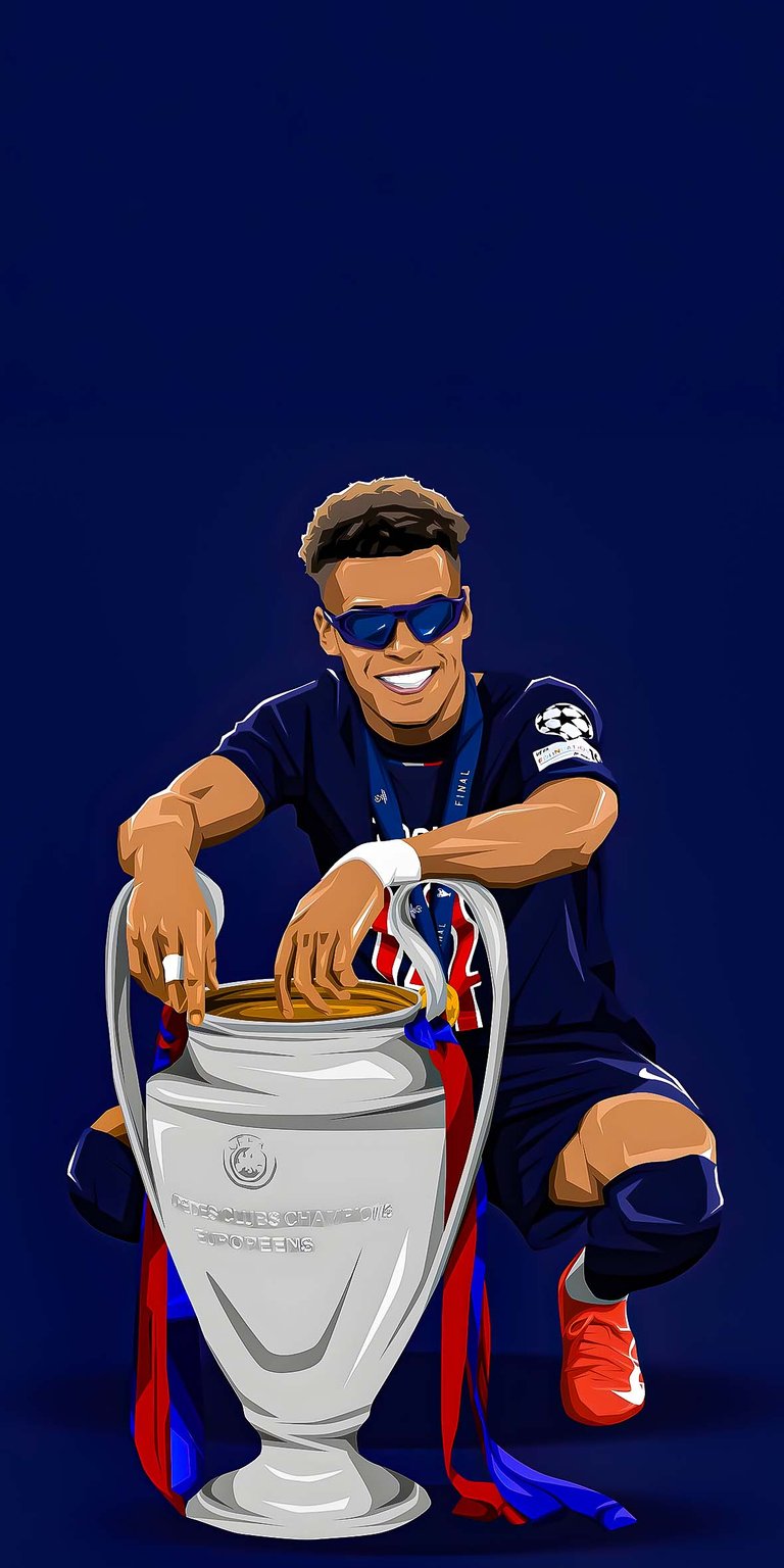 Désiré Doué with trophty wallpaper iOS HD