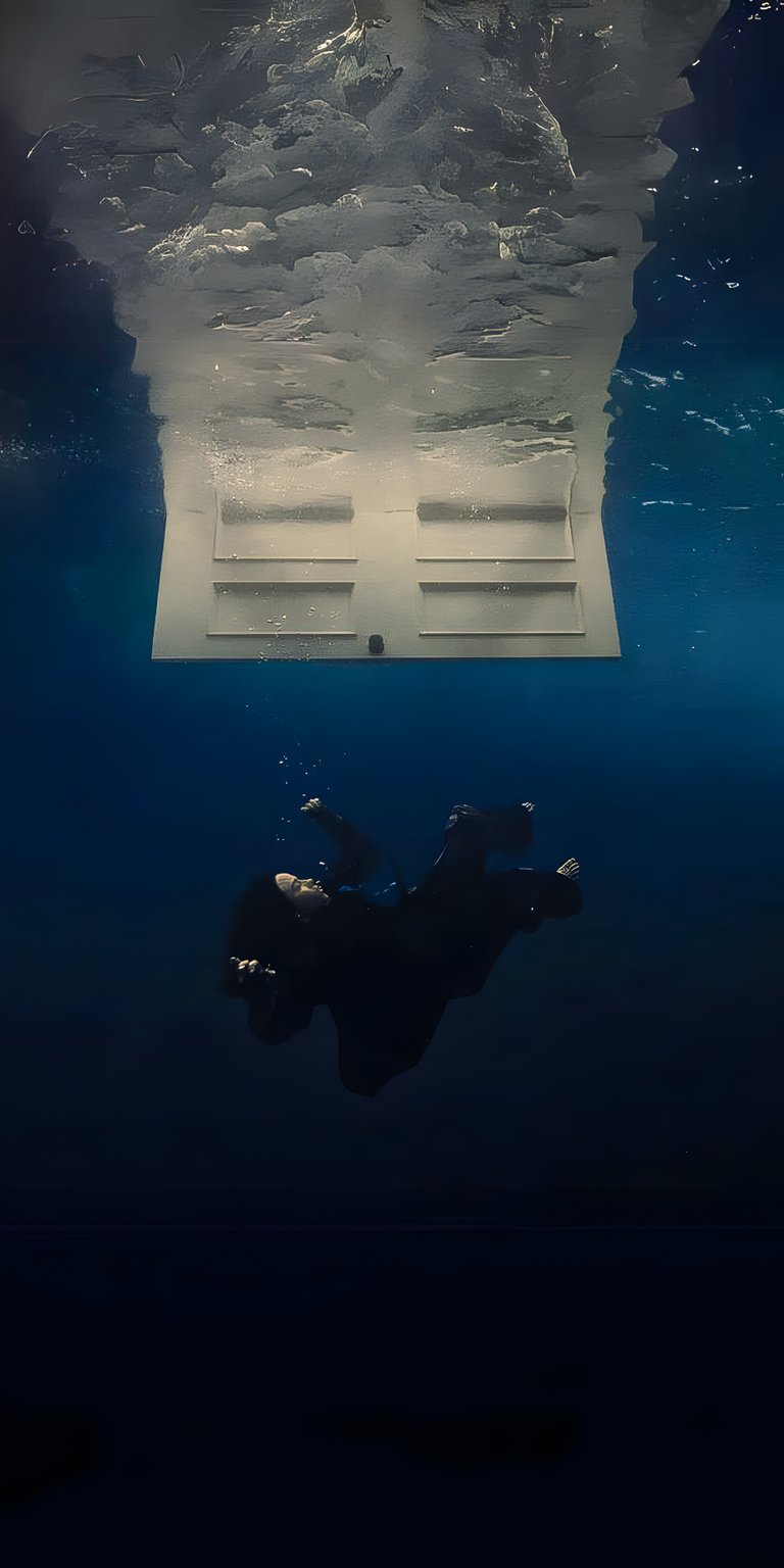 blue person man album album cover sea underwater water singer dive billie ellish