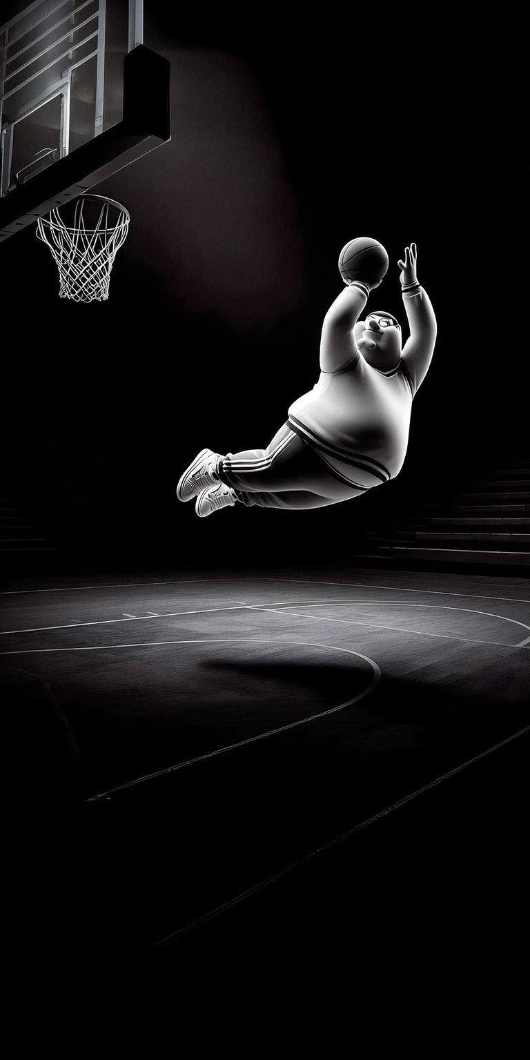 Family Guy Peter making a shot in basketball wallpaper
