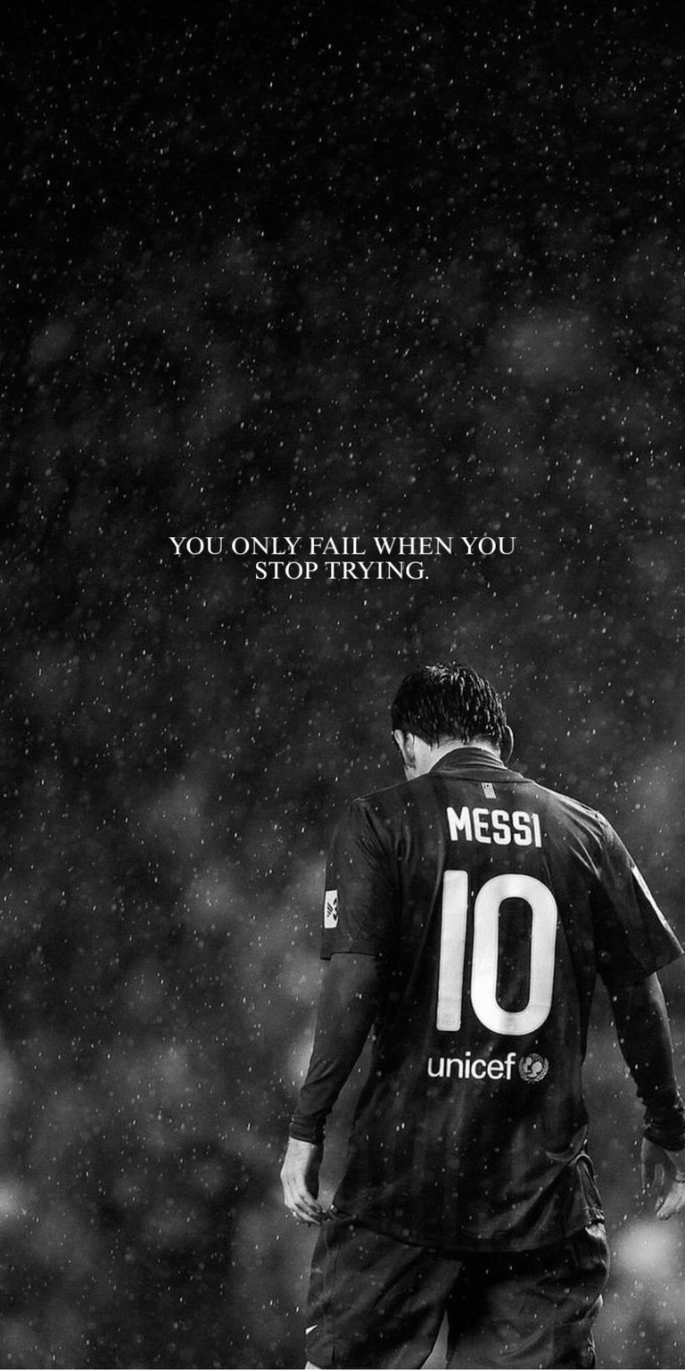 The image features Lionel Messi wearing a FC Barcelona jersey that includes the UNICEF logo 4k football wallpaper