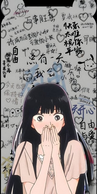 Anime girl with graffiti background wallpaper