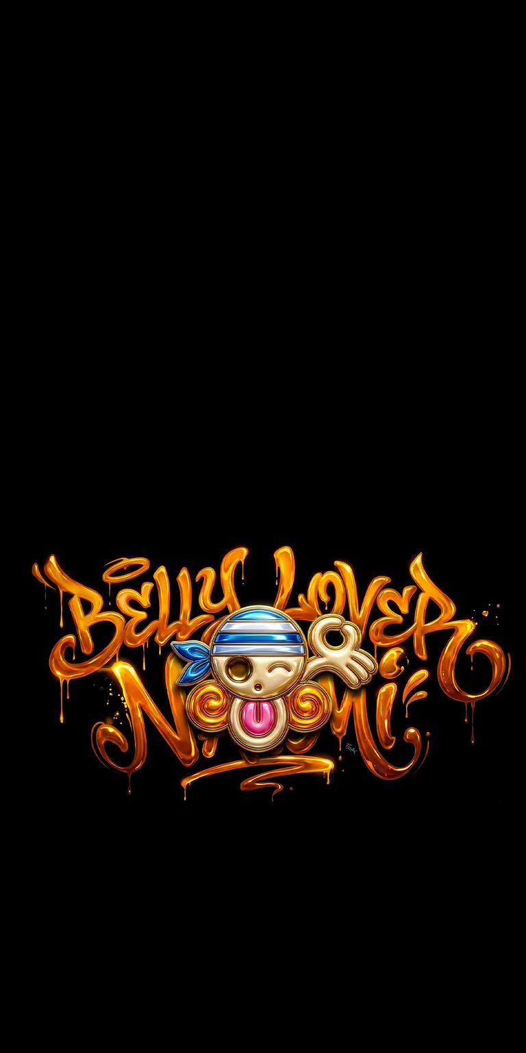 Get this stunning Belly Lover Nami 4K wallpaper for your iPhone, showcasing dripping, golden graffiti letters and a unique skull symbol. This high-resolution wallpaper brings a vibrant and artistic edge to your mobile device.