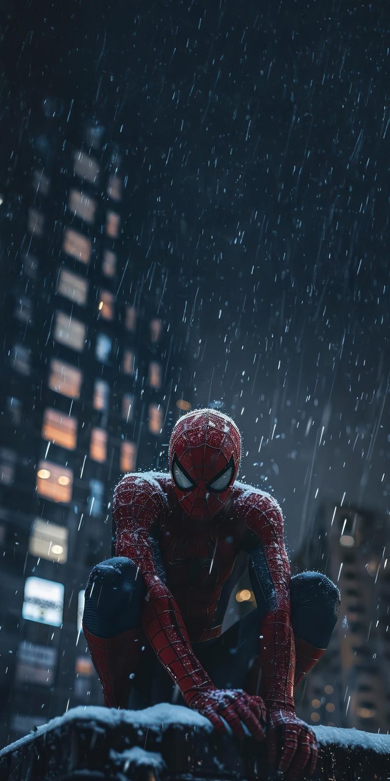 Spiderman on the rain iPhone 4K wallpaper
