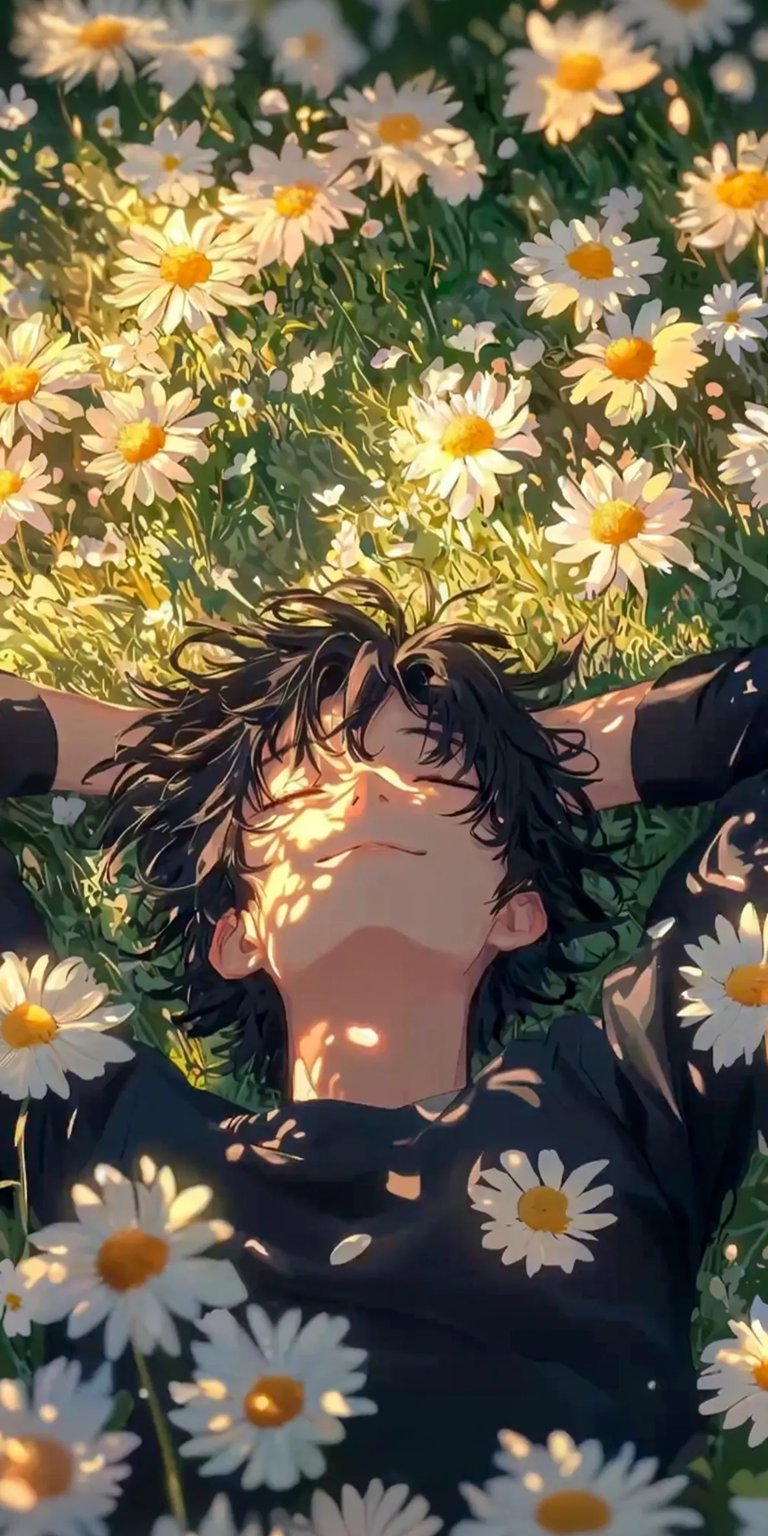 Lying with the flowers iPhone wallpaper 4K