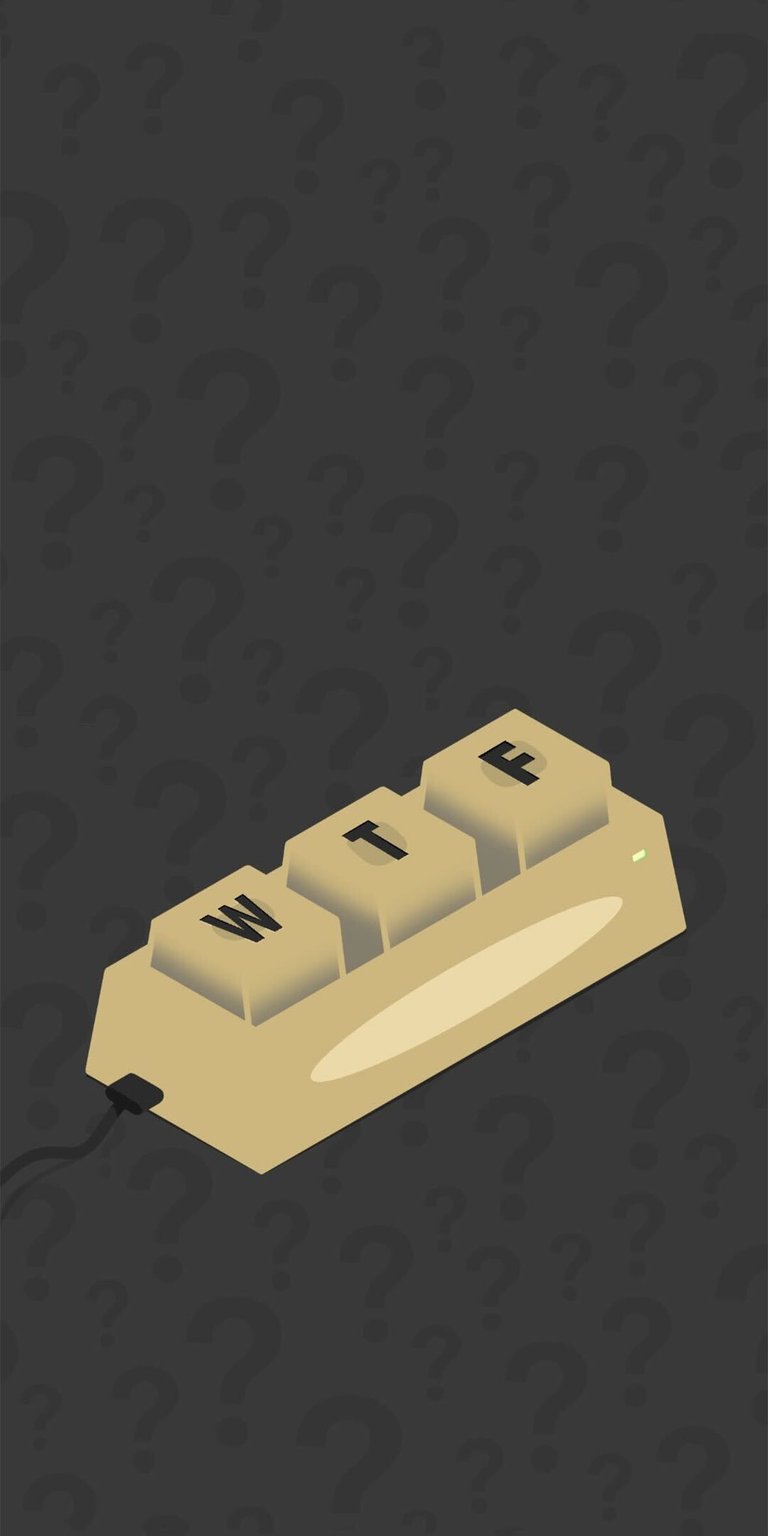 Retro-style mechanical keyboard keys spelling out "WTF" on a minimalist background. A unique 4K wallpaper perfect for an iPhone tech aesthetic.