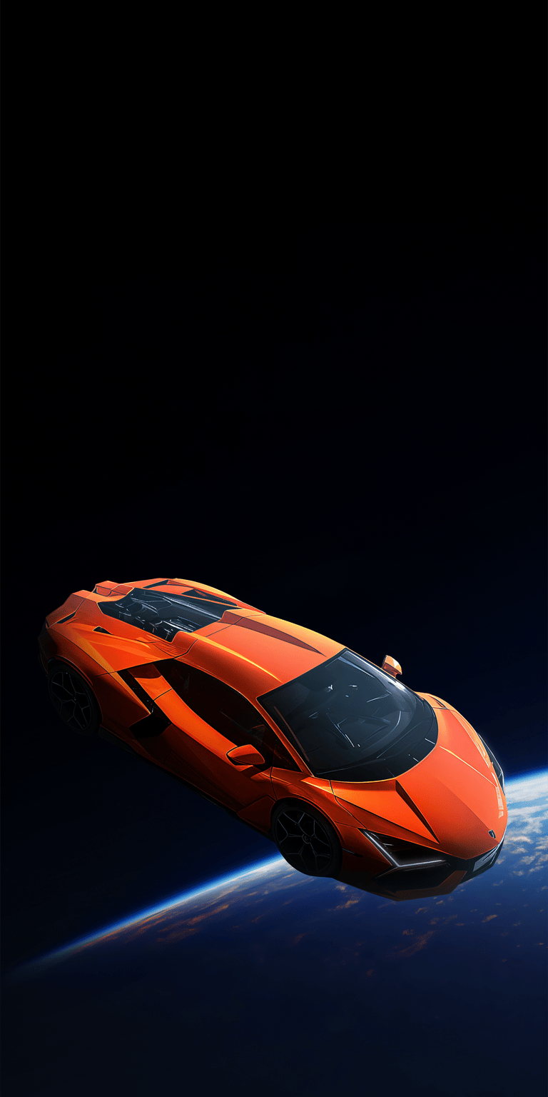 Car in space 3D wallpaper for iPhone