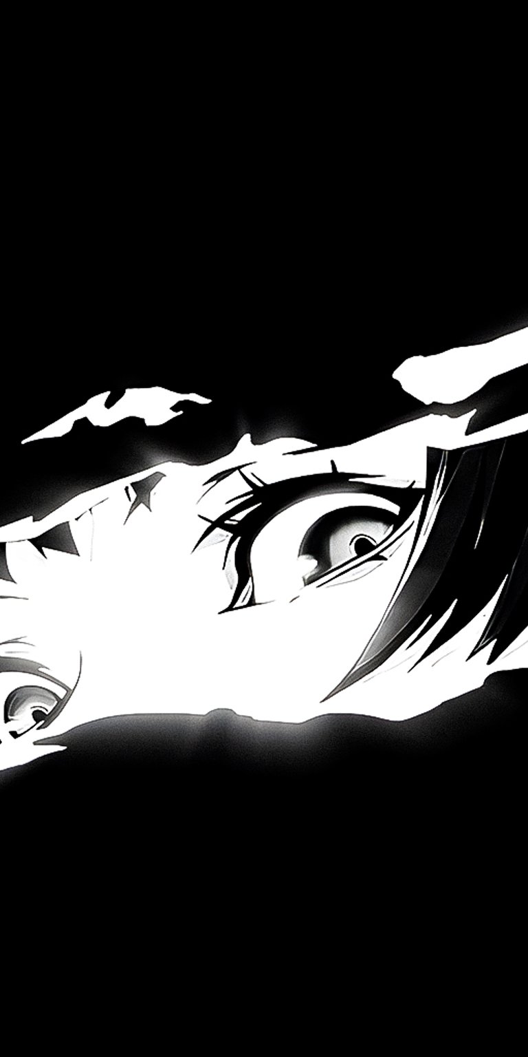 Black and white anime girl eyes iPad Wallpaper