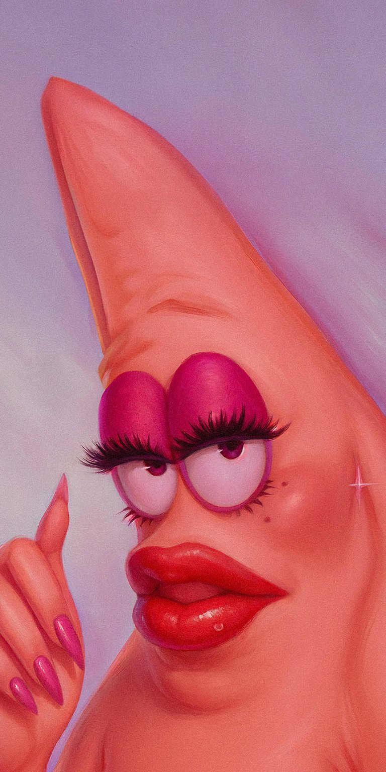Sassy Patrick with nails and lashes wallpaper iPhone 4K