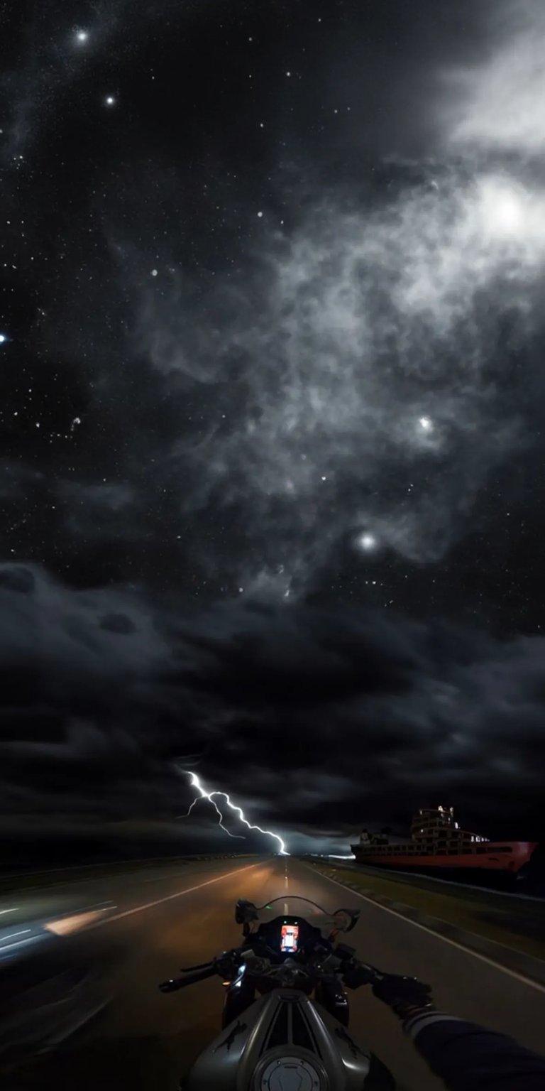 Motorcycle ride dark clouds wallpaper iPhone HD