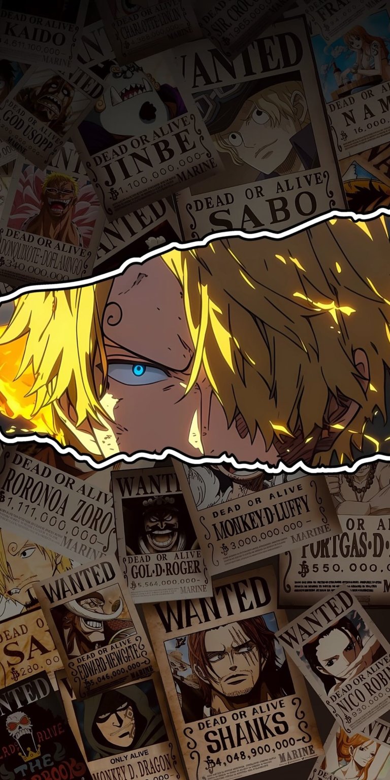 Honor the brothers with this Sabo 3D wallpaper featuring torn paper effects and cinematic depth layering. This One Piece mobile wallpaper displays high-resolution wanted posters of Sabo and Ace for a premium iPhone aesthetic.