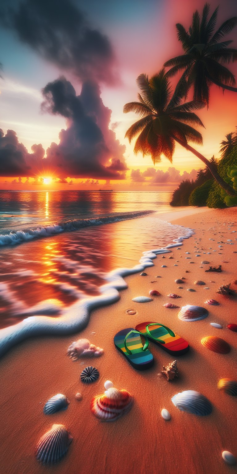 Sunset on the beach front wallpaper