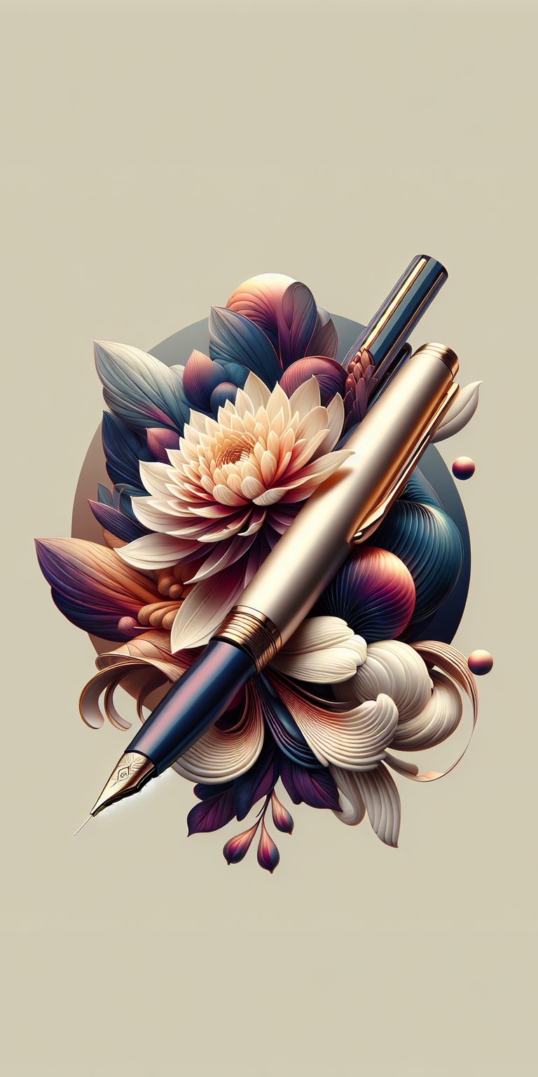 Ballpen and flowers all together wallpaper