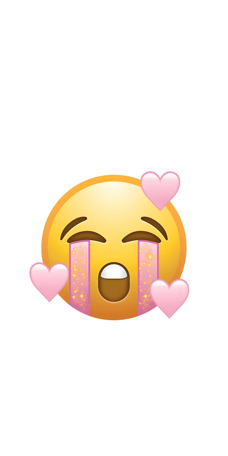 Download this adorable Crying Emoji 4K wallpaper for your iPhone today; this wallpaper features a weeping emoji with shimmering pink tears and floating pink hearts. This is the perfect hd wallpaper for you!