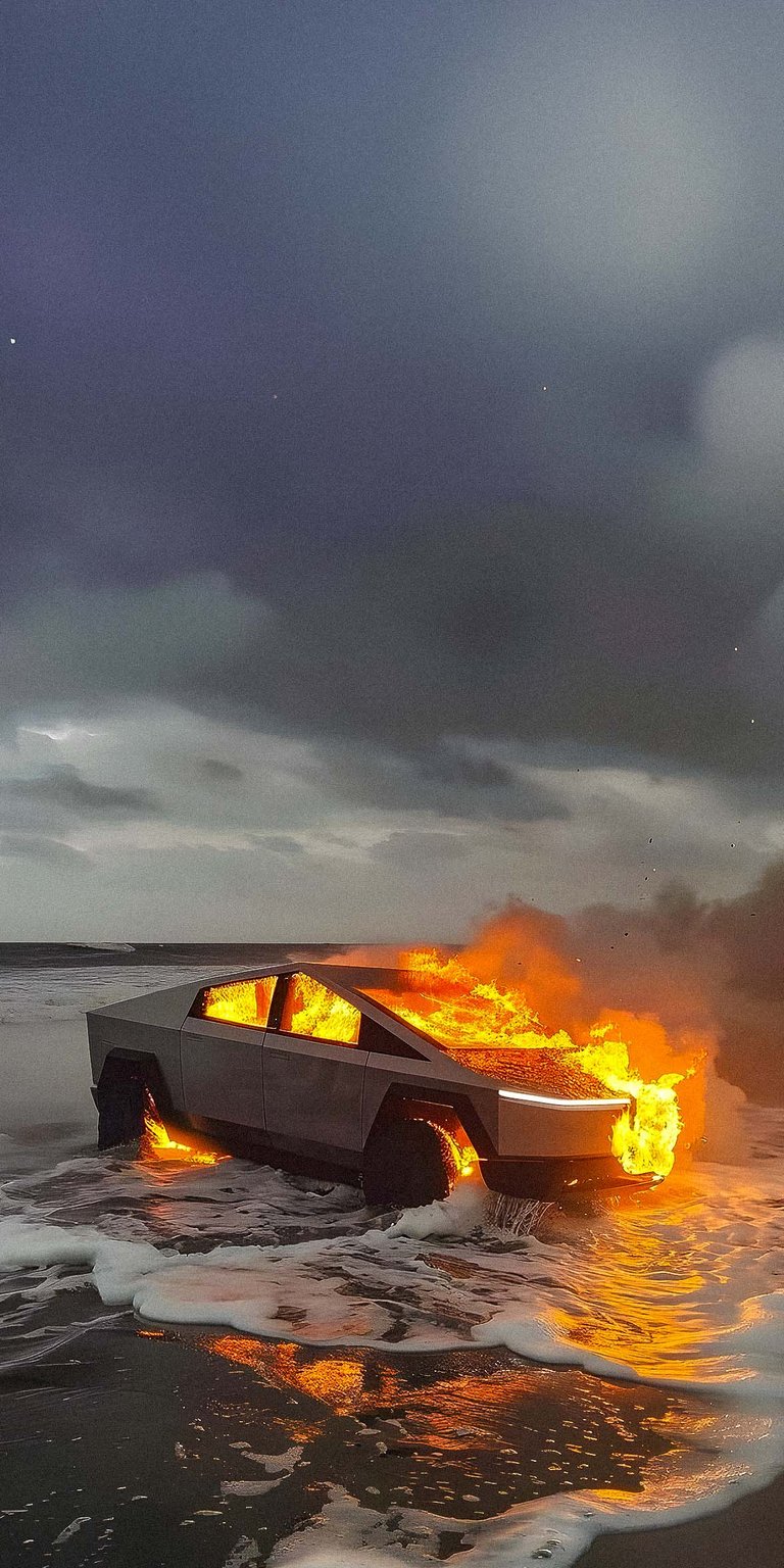 Cybertruck burning wallpaper HD iPhone