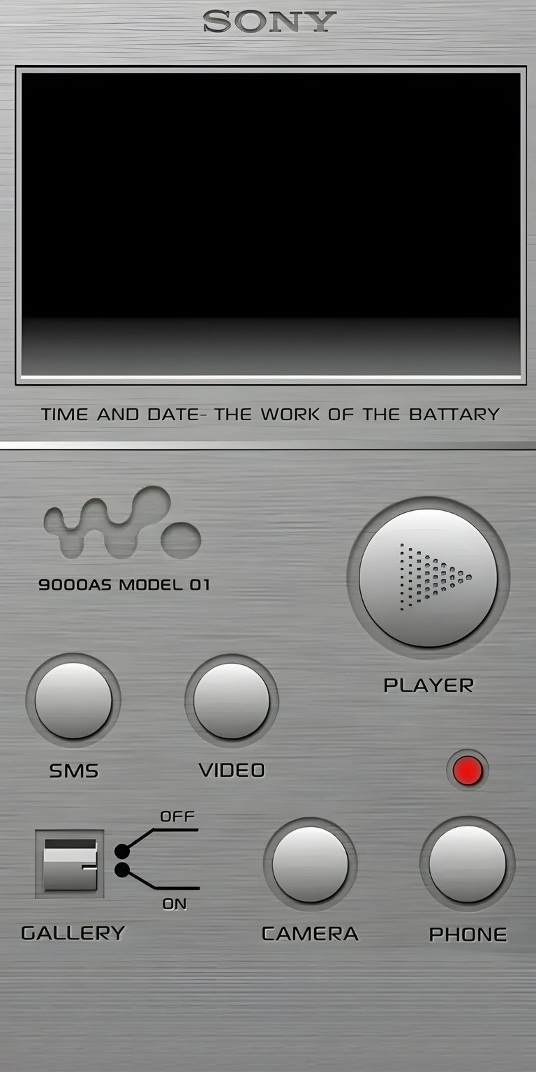 Download this stunning 4K wallpaper for your iPhone, showcasing a brushed metal finish Sony device. Notice the 'TIME AND DATE' label, the round 'PLAYER' button, and the 'GALLERY' switch.