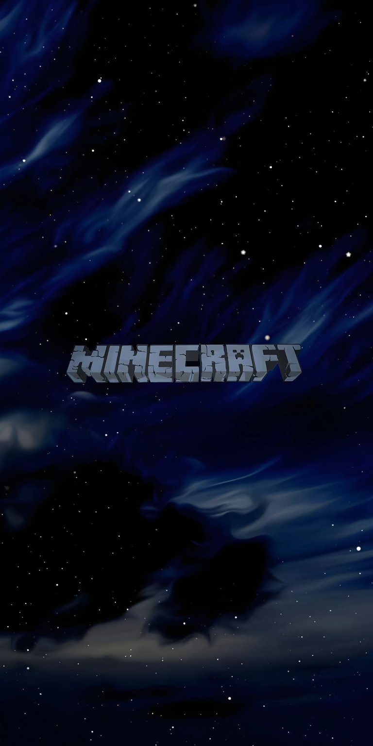 Download this beautiful Minecraft wallpaper in 4K for your iPhone! The night sky background features soft nebula clouds and a speckled field of stars.