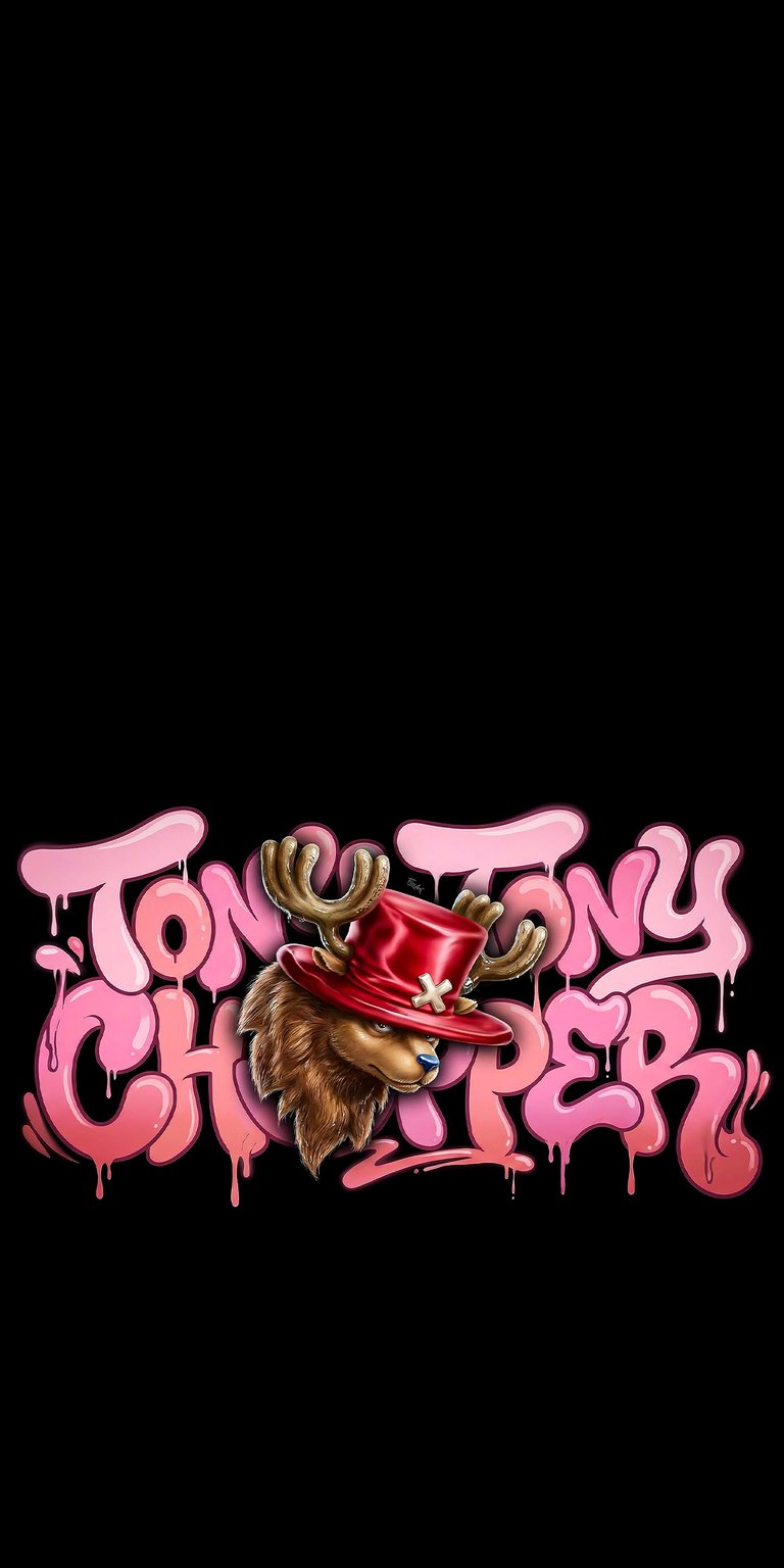 This high-resolution Tony Tony Chopper wallpaper features vibrant pink graffiti art and detailed cinematic textures for your iPhone. Transform your mobile lock screen with this 4K depth effect design that highlights the iconic One Piece character in a street-art style.