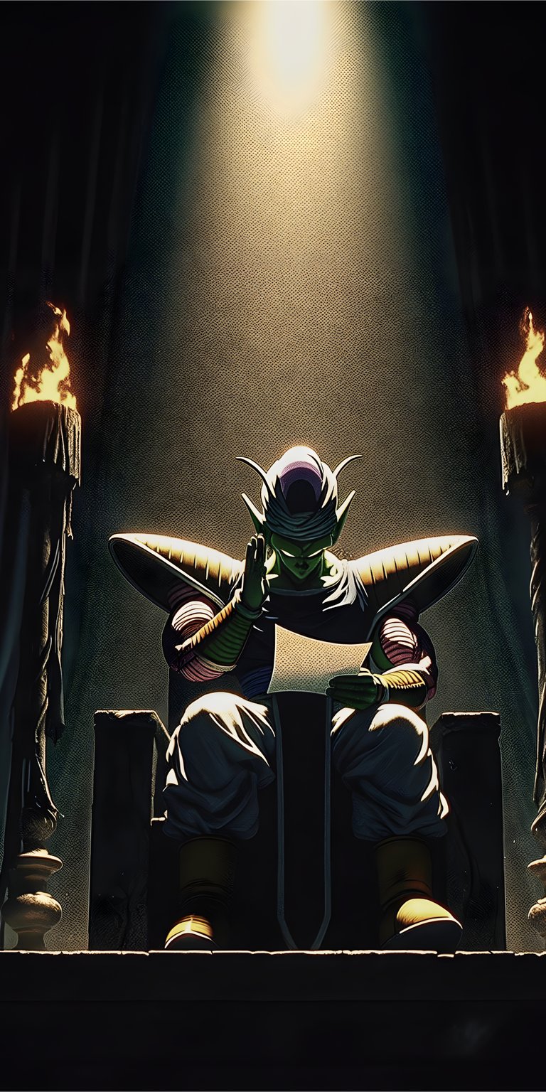 art person man sit dark hand chair torch armchair curtain read throne anime king raised baldwin