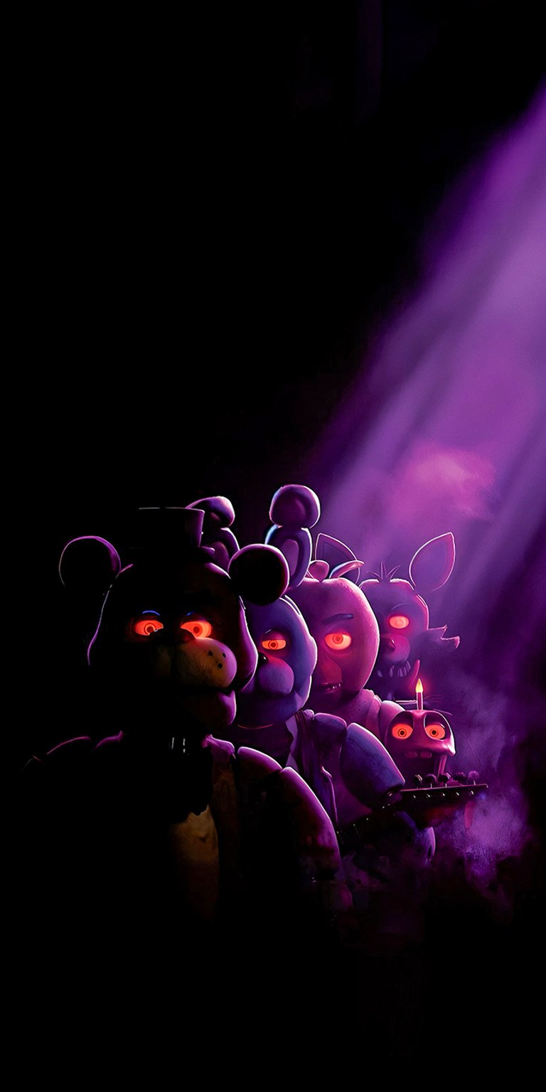 The image is a iPhone wallpaper lock screen featuring a wallpaper of characters from the Five Nights at Freddy's
