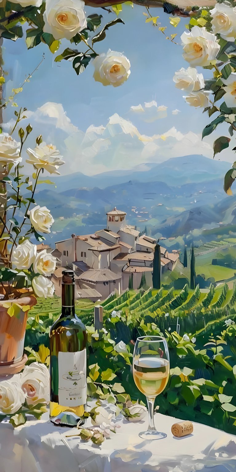 Wine glass Italy Tuscany art iPhone wallpaper HD