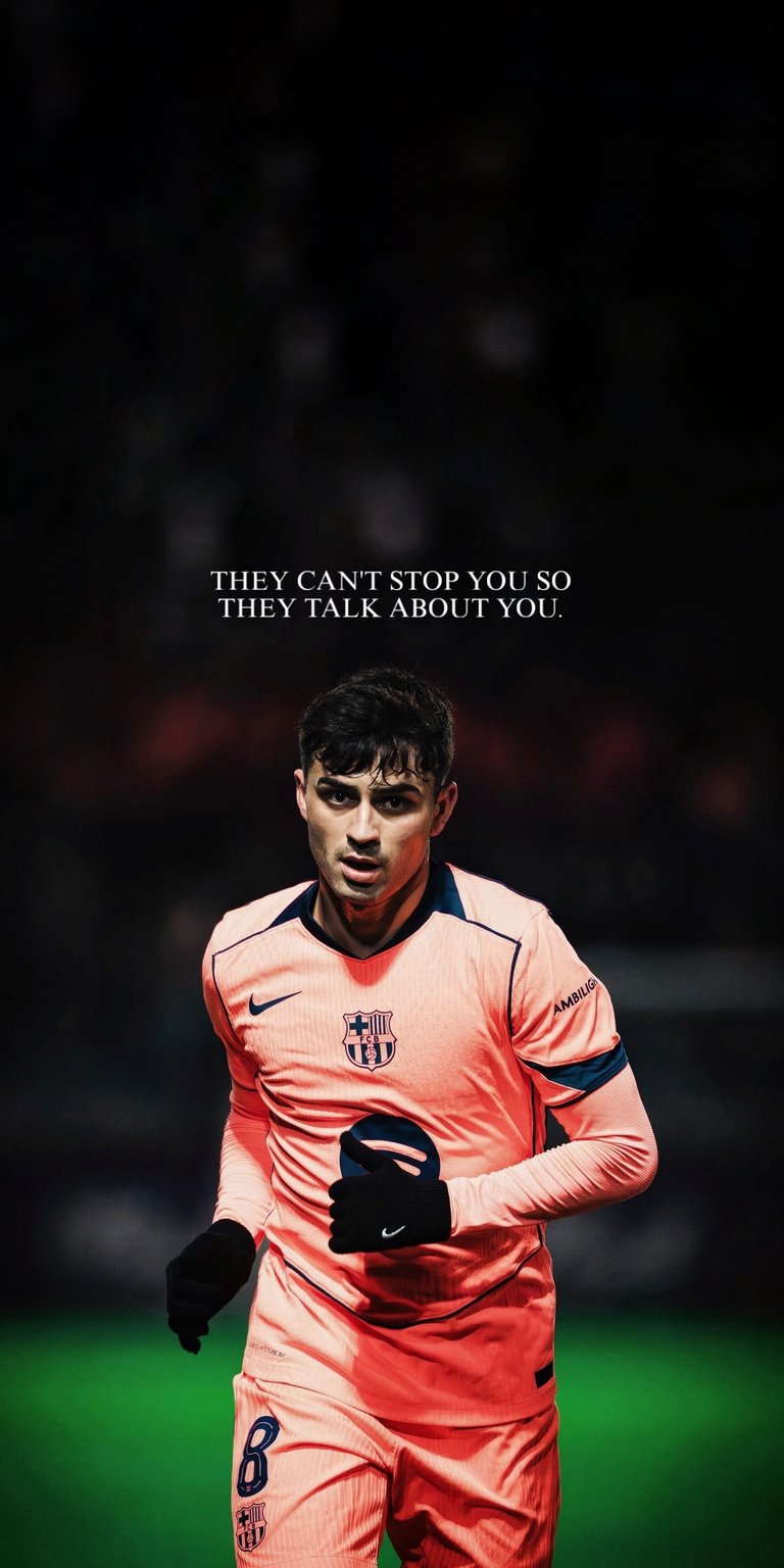 Capture the technical elegance of Barcelona’s midfield engine with this Pedri 4K wallpaper. Featuring the young maestro in a striking kit, the design is overlaid with the quote "THEY CAN'T STOP YOU SO THEY TALK ABOUT YOU." A must-have aesthetic for Culers who appreciate vision and the La Masia spirit.