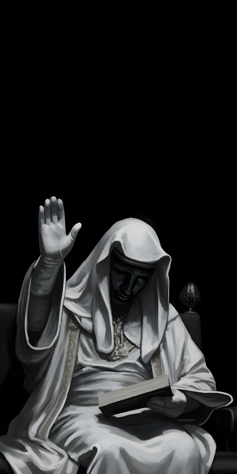 Featuring the iconic silver mask and white robes of King Baldwin IV, this 4K wallpaper captures a somber and historical aesthetic for your iPhone. The wallpaper highlights the intricate textures of the medieval statue-like figure and the dramatic lighting of the "Leper King."